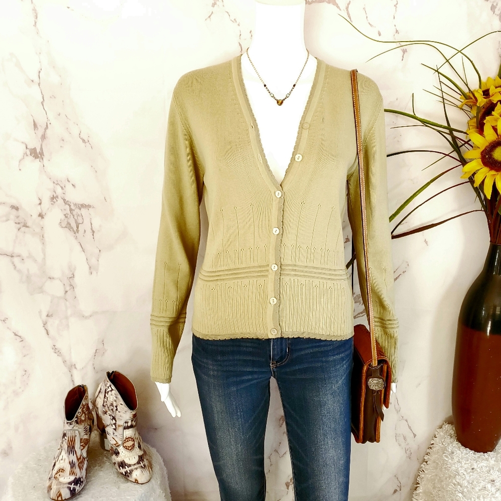 Anthropologie Shu Shu pointelle knit detail cardi